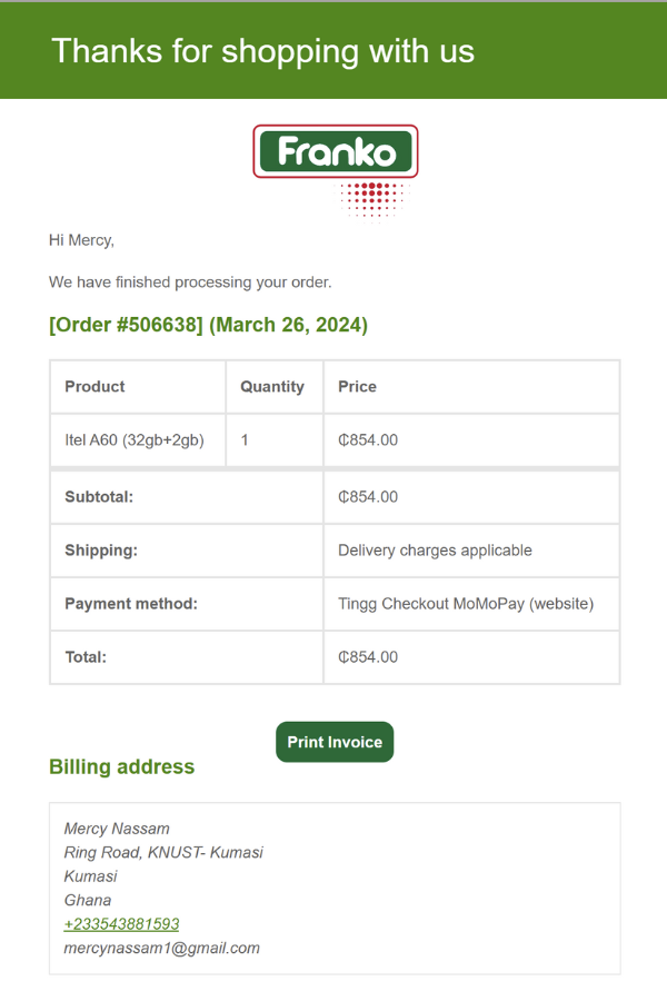 Franko Trading Enterprise Email Campaign